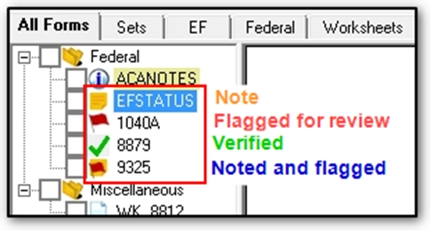 Image showing the results of flagging and adding notes using the DoubleCheck feature.